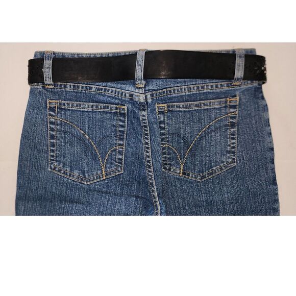 Arizona Jean Company Belted Flare Leg Blue Jeans Sz 14 - Picture 8 of 9